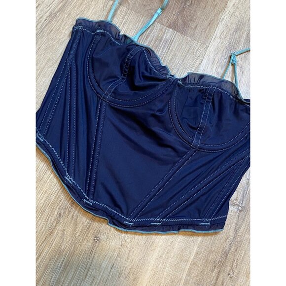 Out From Under Blue Corset Style‎ Top With Adjustable Straps & Hook Clasp Back S - Picture 4 of 7